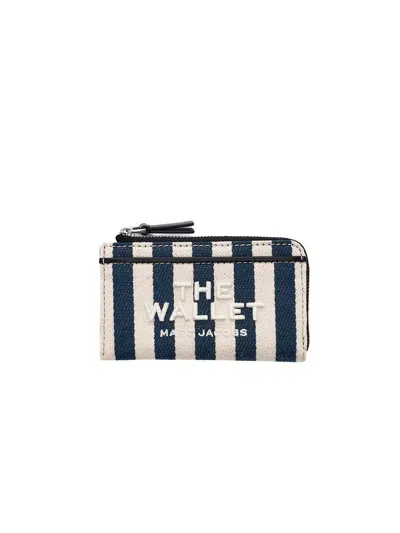Marc Jacobs Striped Cotton Wallet In Navy