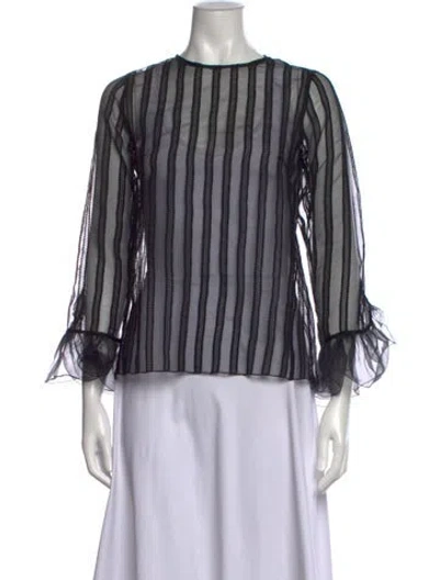 Pre-owned Marc Jacobs Striped Crew Neck Blouse In Black