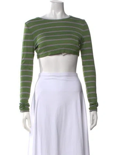 Pre-owned Marc Jacobs Striped Crew Neck Crop Top In Green