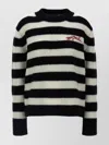 Marc Jacobs Pullover The Striped Brushed Logo Sweater In Black
