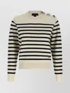 Marc Jacobs Striped Crew Neck Long Sleeve Sweater In Black