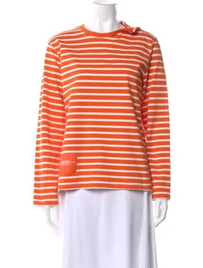 Pre-owned Marc Jacobs Striped Crew Neck T-shirt In Orange