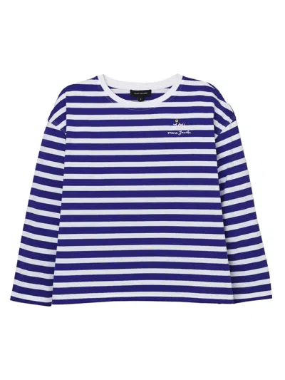 Marc Jacobs Striped Flower-patch Top In Blue