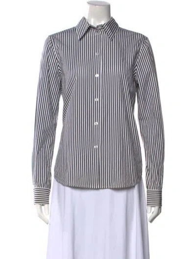 Pre-owned Marc Jacobs Striped Long Sleeve Button-up Top In Black