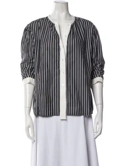 Pre-owned Marc Jacobs Striped Long Sleeve Button-up Top In Grey/white