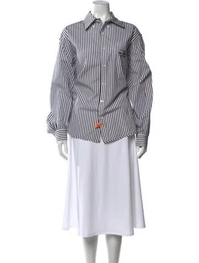 Pre-owned Marc Jacobs Striped Long Sleeve Button-up Top In White