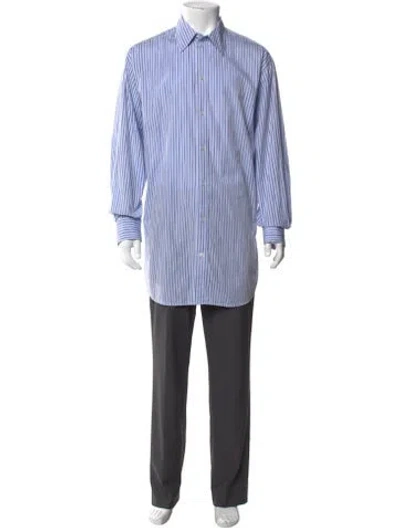 Pre-owned Marc Jacobs Striped Long Sleeve Dress Shirt In Blue