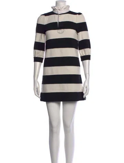 Pre-owned Marc Jacobs Striped Mini Dress In Black/white