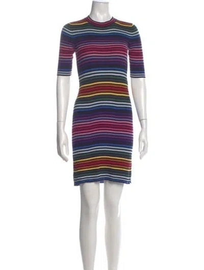 Pre-owned Marc Jacobs Striped Mini Dress In Blue