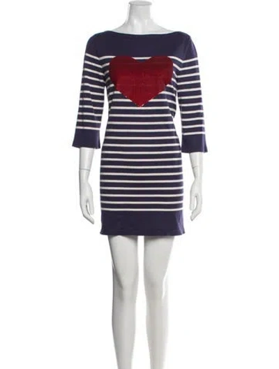 Pre-owned Marc Jacobs Striped Mini Dress In Blue