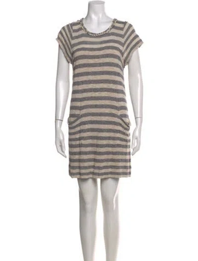 Pre-owned Marc Jacobs Striped Mini Dress In Gray