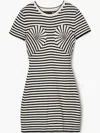 Marc Jacobs Womens Seamed-up Stripe Knitted Mini Dress Black And White In Weiss