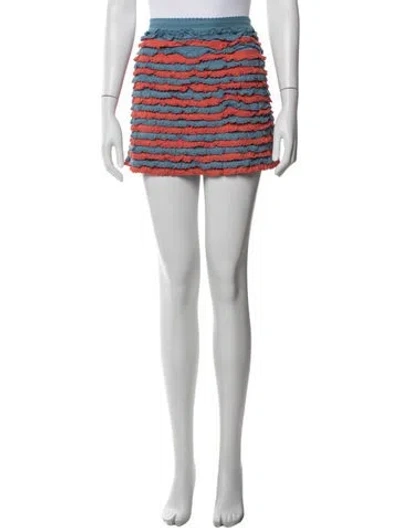 Pre-owned Marc Jacobs Striped Mini Skirt In Blue/orange