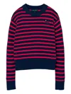 Marc Jacobs Striped-pattern Flower-embellished Sweater In Blue