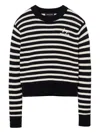 Marc Jacobs Striped-pattern Flower-embellished Sweater In Multi