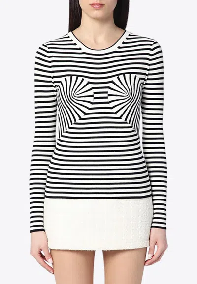 Marc Jacobs Striped Ribbed Sweater In Metal