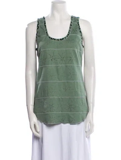 Pre-owned Marc Jacobs Striped Scoop Neck Top In Green