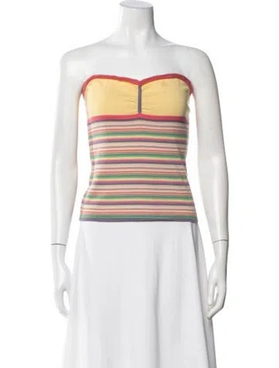 Pre-owned Marc Jacobs Striped Strapless Crop Top In White