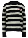 Marc Jacobs Pullover The Striped Brushed Logo Sweater In Black