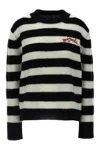 Marc Jacobs Pullover The Striped Brushed Logo Sweater In Black