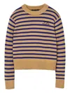 Marc Jacobs Striped Sweater With Floral Embellishments In Brown