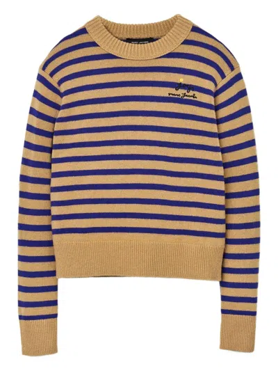 MARC JACOBS MARC JACOBS STRIPED SWEATER WITH FLORAL EMBELLISHMENTS