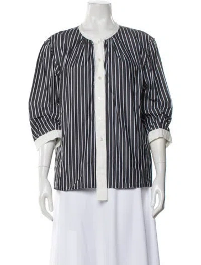 Pre-owned Marc Jacobs Striped Three-quarter Sleeve Blouse W/ Tags In Multi