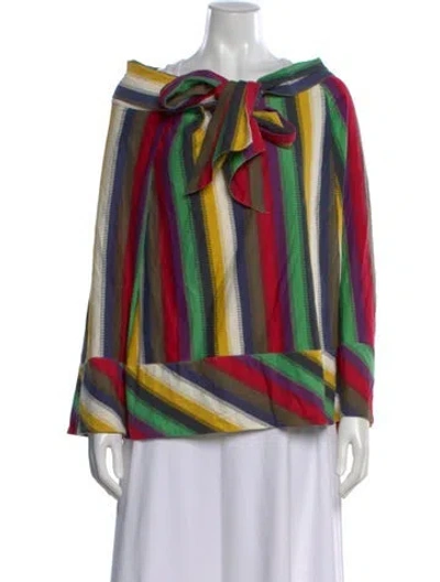 Pre-owned Marc Jacobs Striped Tie Neck Top In Multi