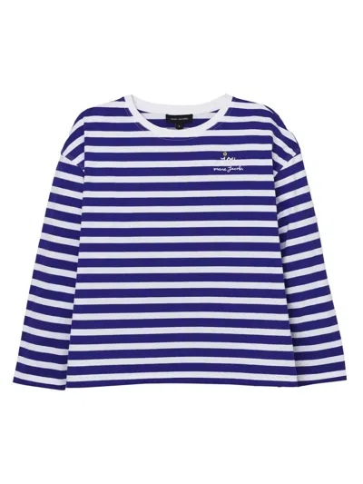 Marc Jacobs Striped Top With Flower Patch In Blue