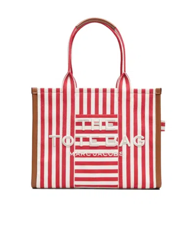 Marc Jacobs Striped Tote Bag In Red
