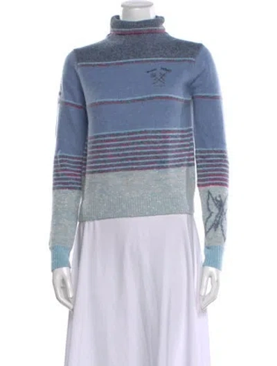 Pre-owned Marc Jacobs Striped Turtleneck Sweater W/ Tags In Blue