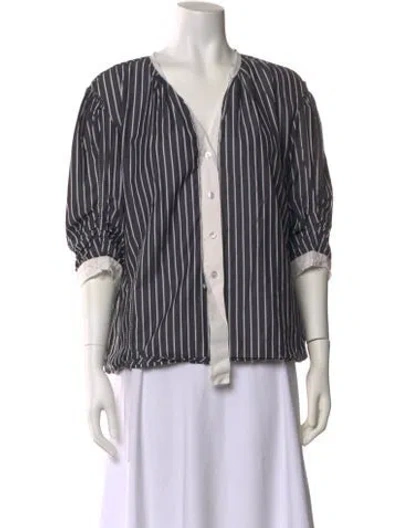 Pre-owned Marc Jacobs Striped V-neck Blouse In Multi