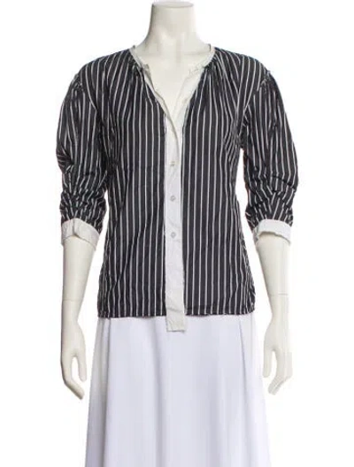 Pre-owned Marc Jacobs Striped V-neck Blouse In Multi