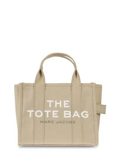 Marc Jacobs Structured Beige Tote Bag With Dual Handles And Bold Lettering In Neutral