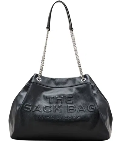 Marc Jacobs Structured Black Shoulder Bag With Drawstring Closure In Grey