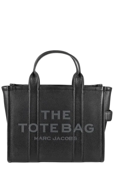 Marc Jacobs Structured Full-grain Leather Medium Tote In Black