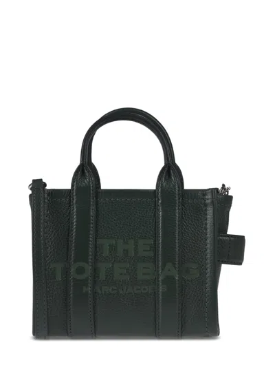 Marc Jacobs Structured Green Leather Crossbody Tote In Black