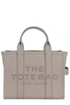 Marc Jacobs Compact Full-grain Leather Tote With Embossed Logo In Grey