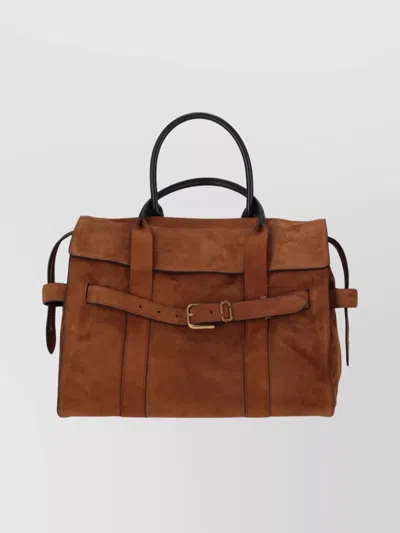 Marc Jacobs Structured Suede Tote Buckle Detail In Brown