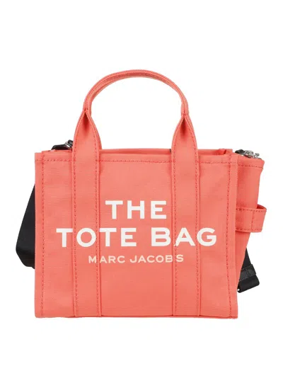 Marc Jacobs Structured Tote Bag With Detachable Shoulder Strap And Bold Lettering In Orange