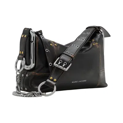 Pre-owned Marc Jacobs Studded Distressed Leather Scene Medium Shoulder Bag 'black/multicolor' | Women's Size O
