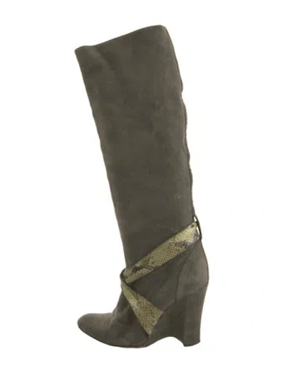 Pre-owned Marc Jacobs Suede Animal Print Boots In Green
