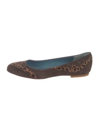 Pre-owned Marc Jacobs Suede Animal Print Flats In Brown