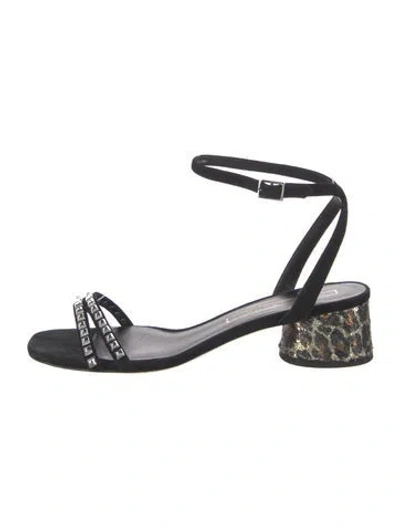 Pre-owned Marc Jacobs Suede Animal Print Sandals In Black