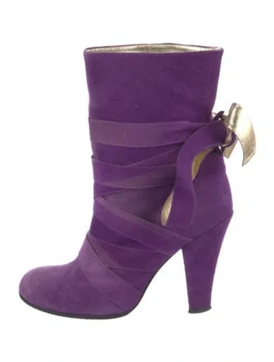 Pre-owned Marc Jacobs Suede Boots In Purple
