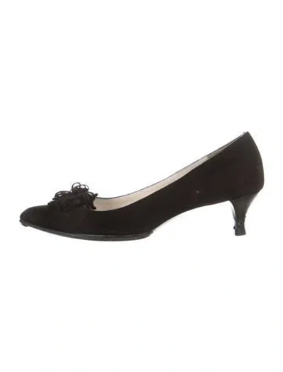 Pre-owned Marc Jacobs Suede Bow Accents Flats In Black