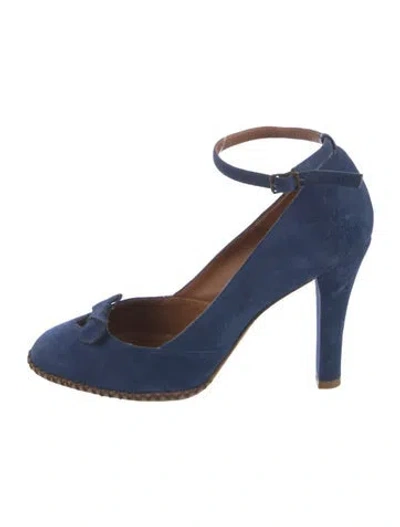 Pre-owned Marc Jacobs Suede Bow Accents Pumps In Blue