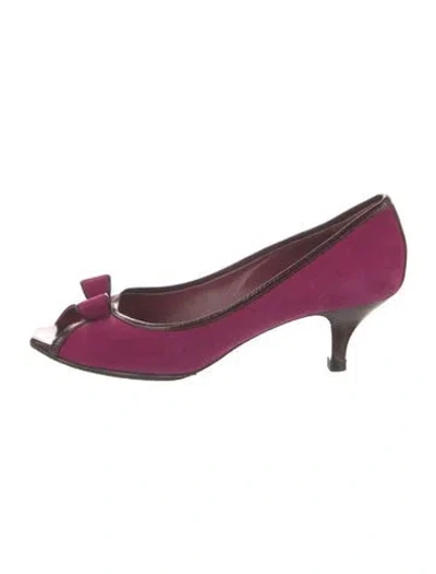 Pre-owned Marc Jacobs Suede Bow Accents Pumps In Purple