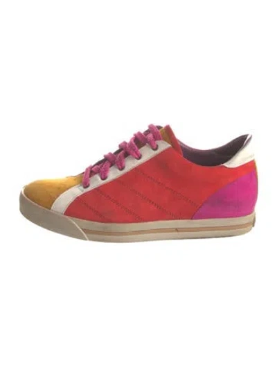 Pre-owned Marc Jacobs Suede Colorblock Pattern Sneakers In Red