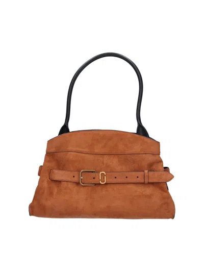 Marc Jacobs Suede Cow Leather Shoulder Bag In Brown